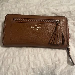 Kate Spade Brown Leather Wallet with Tassel
